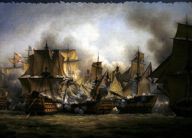 Louis-Philippe Crepin The Redoutable at the battle of Trafalgar oil painting picture